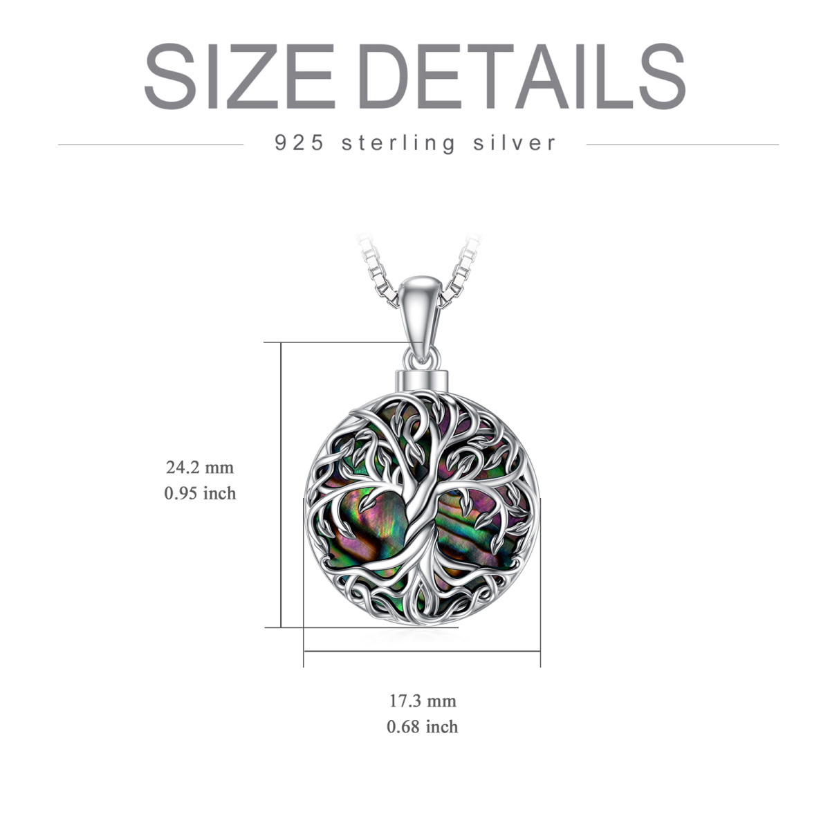 Sterling Silver Abalone Shellfish Tree Of Life Urn Necklace for Ashes-6