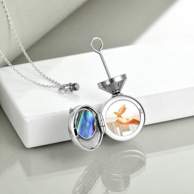 Collier urne colibri en argent Abalone Shellfish avec mot gravé-2