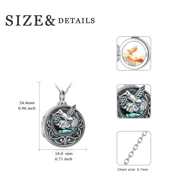 Sterling Silver Abalone Shellfish Hummingbird Urn Necklace for Ashes with Engraved Word-4