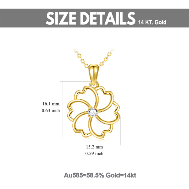 14K Gold Zircon Birth Flower Pendant Necklace-4