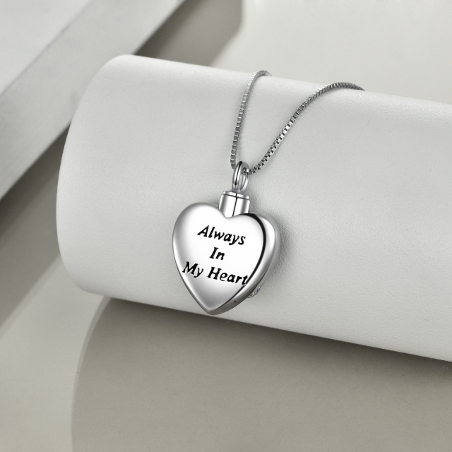 Sterling Silver Two-tone Hummingbird & Rose & Heart Urn Necklace for Ashes with Engraved Word-2