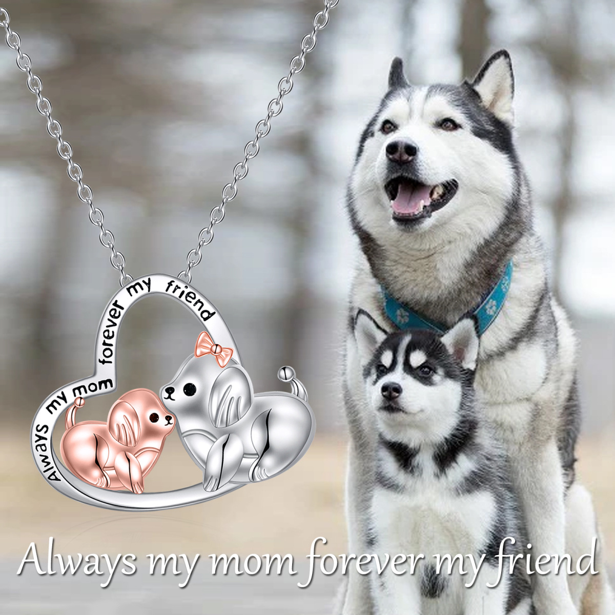 Sterling Silver Dog Pendant Necklace with Engraved Word-6