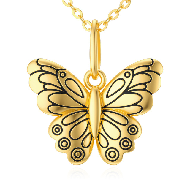 14K Gold Schmetterling Anhänger Halskette-0