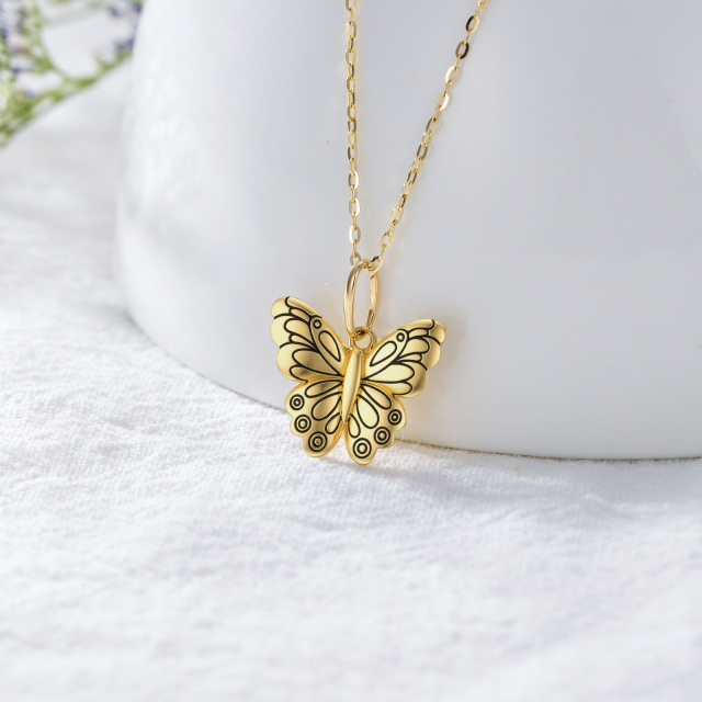 14K Gold Butterfly Pendant Necklace-3