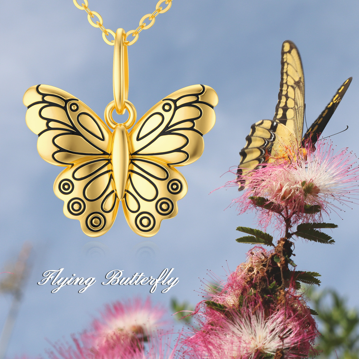 14K Gold Butterfly Pendant Necklace-6