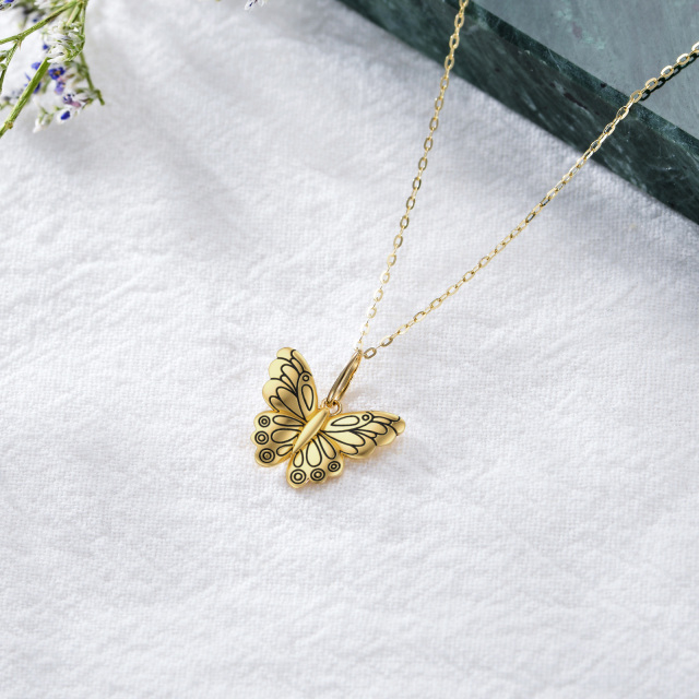 14K Gold Butterfly Pendant Necklace-2