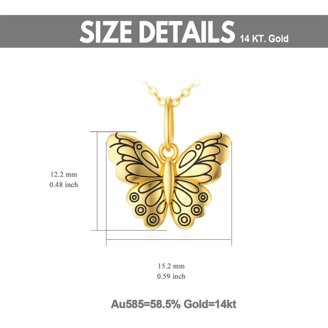 14K Gold Schmetterling Anhänger Halskette-4