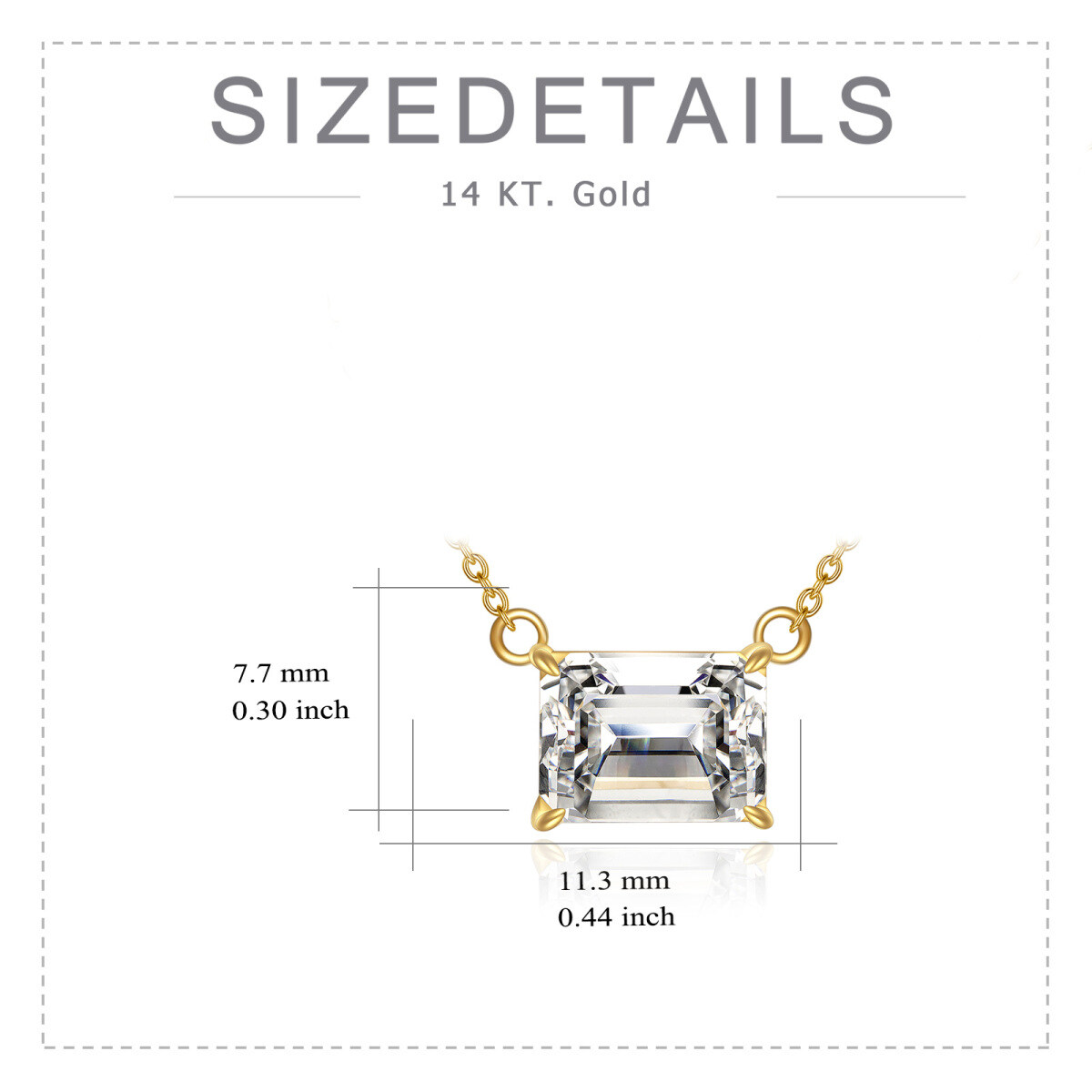 14K Gold Prinzessin-Quadrat geformt Moissanit Anhänger Halskette-6