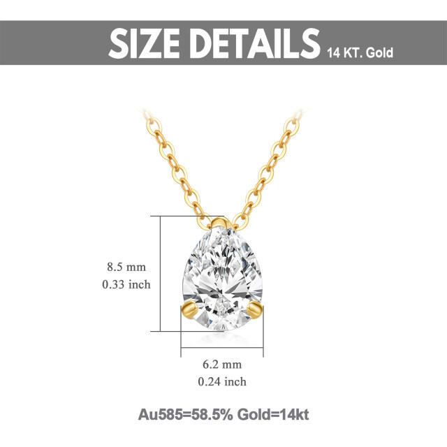 14K Yellow Gold Plated Moissanite Drop Shape Pendant Necklace-4