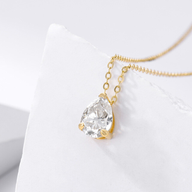 14K Yellow Gold Plated Moissanite Drop Shape Pendant Necklace-2