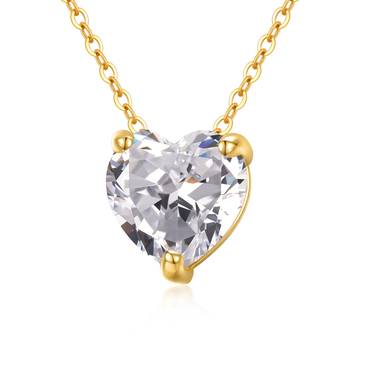 14K Gold Heart Shaped Moissanite Heart Pendant Necklace-1