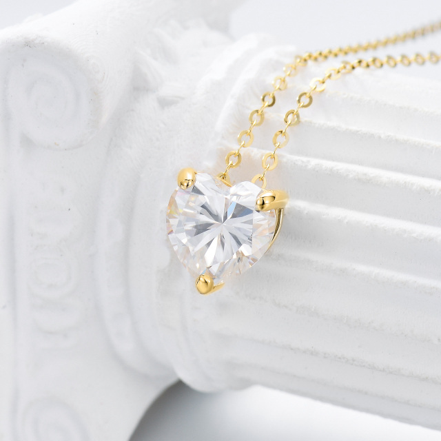 Colar com pingente de coração Moissanite em ouro 14K-2