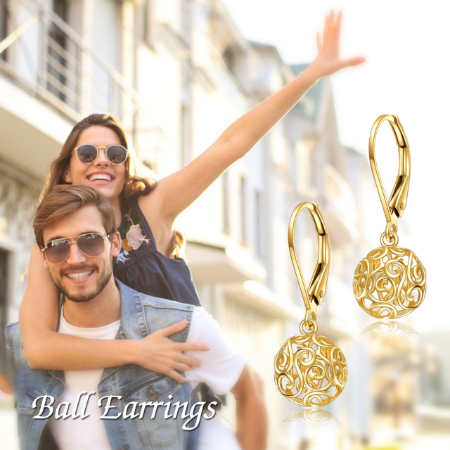 14K Gold Spherical Drop Earrings-4