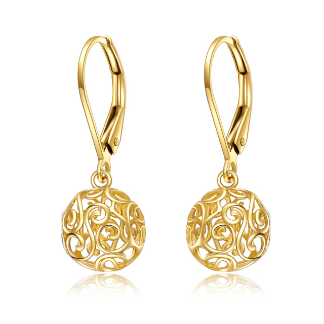 14K Gold Spherical Drop Earrings-0