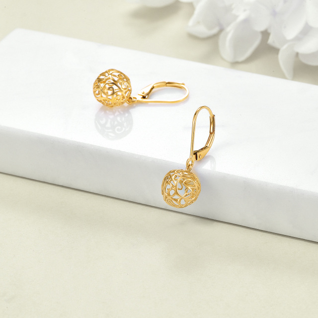14K Gold Spherical Drop Earrings-3