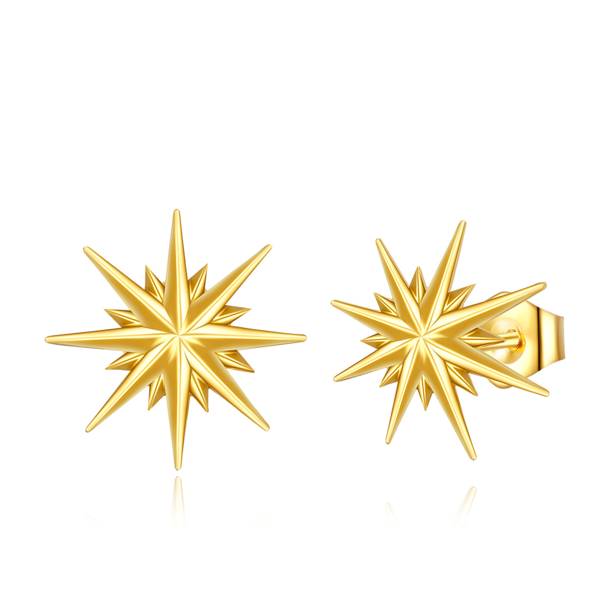 14K Gold Star Stud Earrings-1