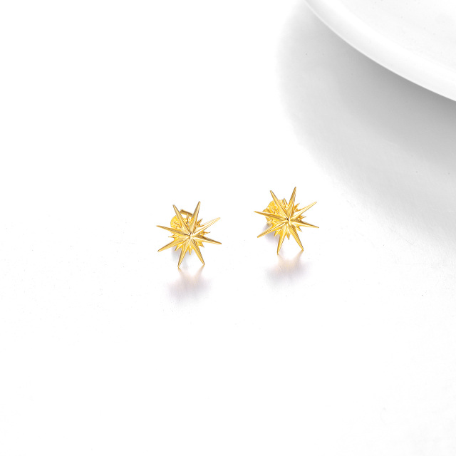14K Gold Star Stud Earrings-3