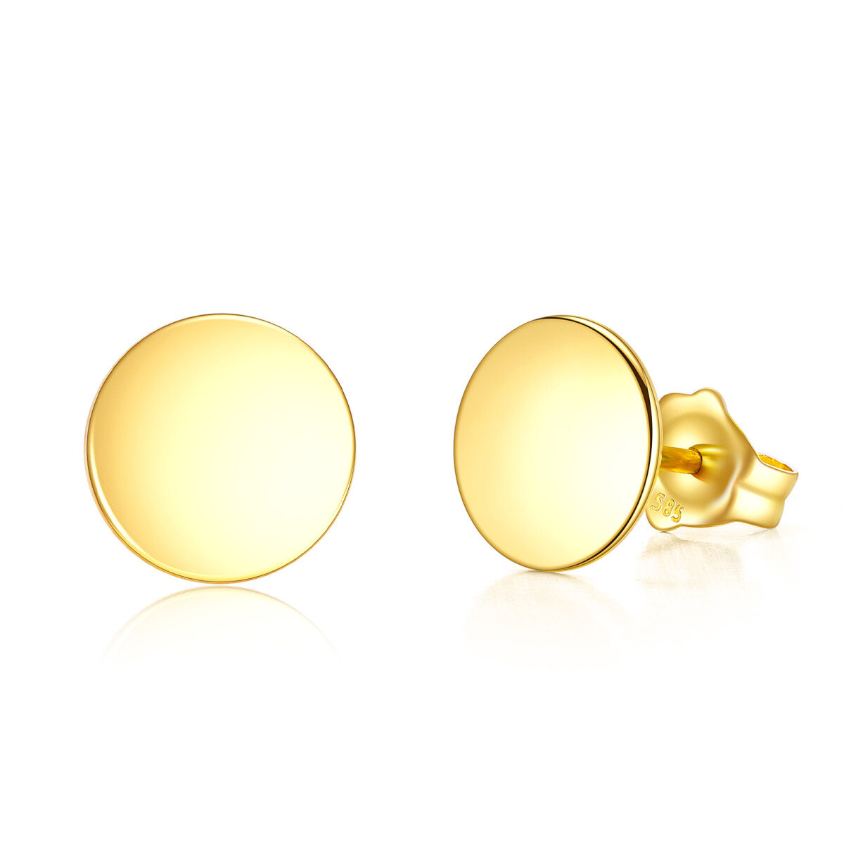 14K Gold Round Stud Earrings-1