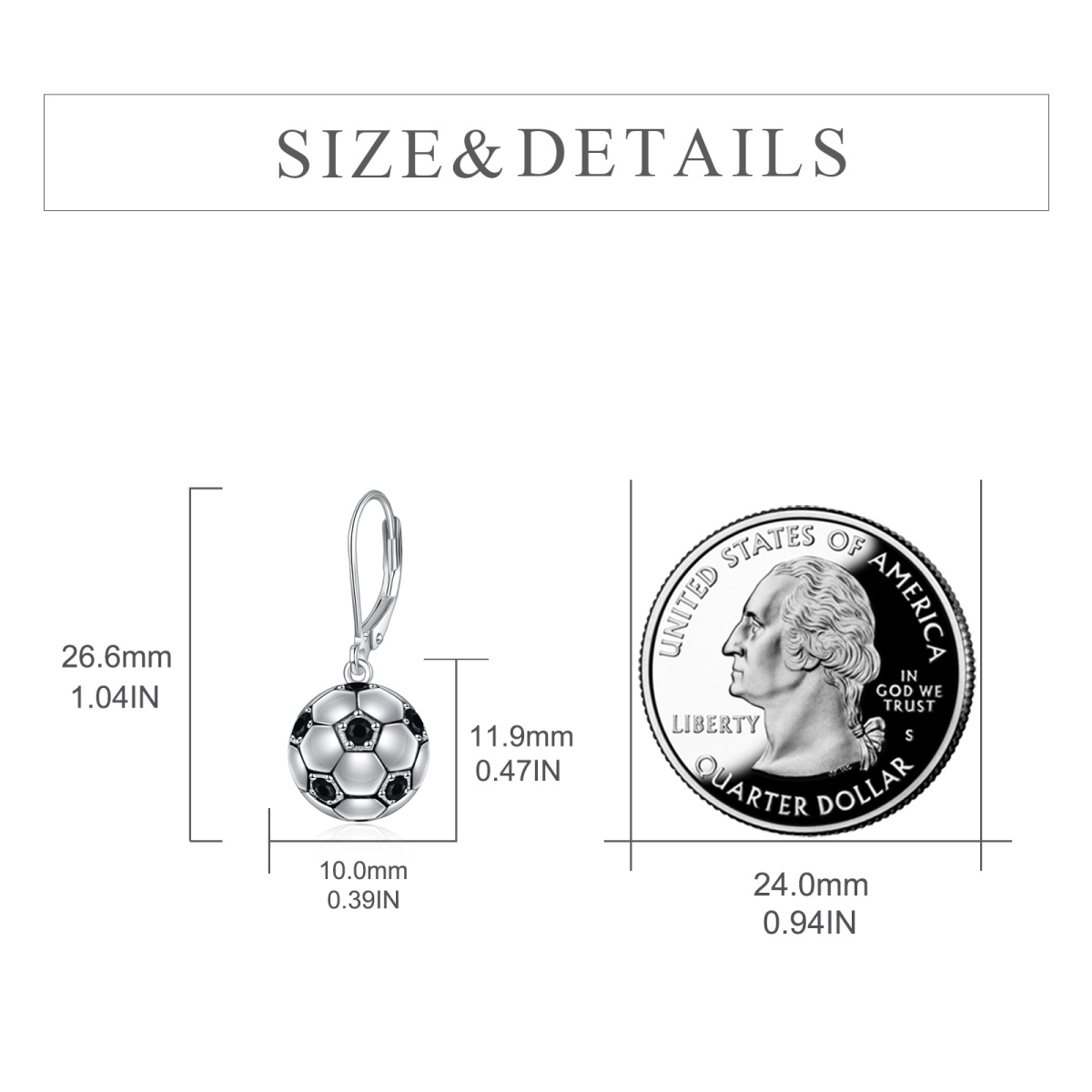 Fußball-Ohrringe aus Sterlingsilber mit Hebelverschluss-6