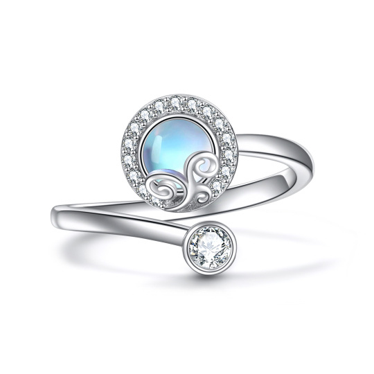 Sterling Silver Round Moonstone Round Spinner Ring
