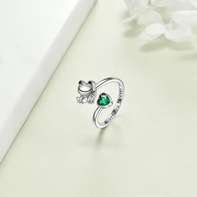 Anéis de sapo para mulheres, anel de prata esterlina, sapo, coração, anéis CZ-3