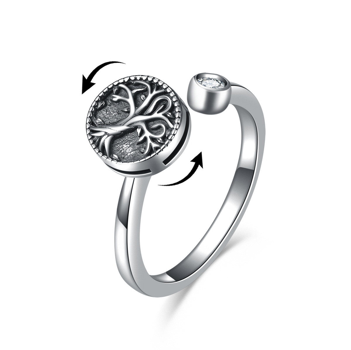 Sterling Silver Tree Of Life Spinner Ring-1