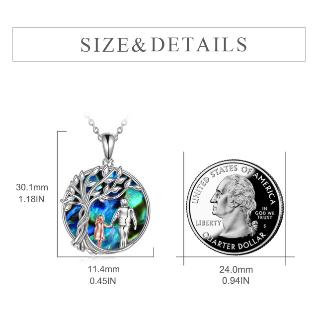 Sterling Silver with Rose Gold Plated Abalone Shellfish Father & Daughter Pendant Necklace-4