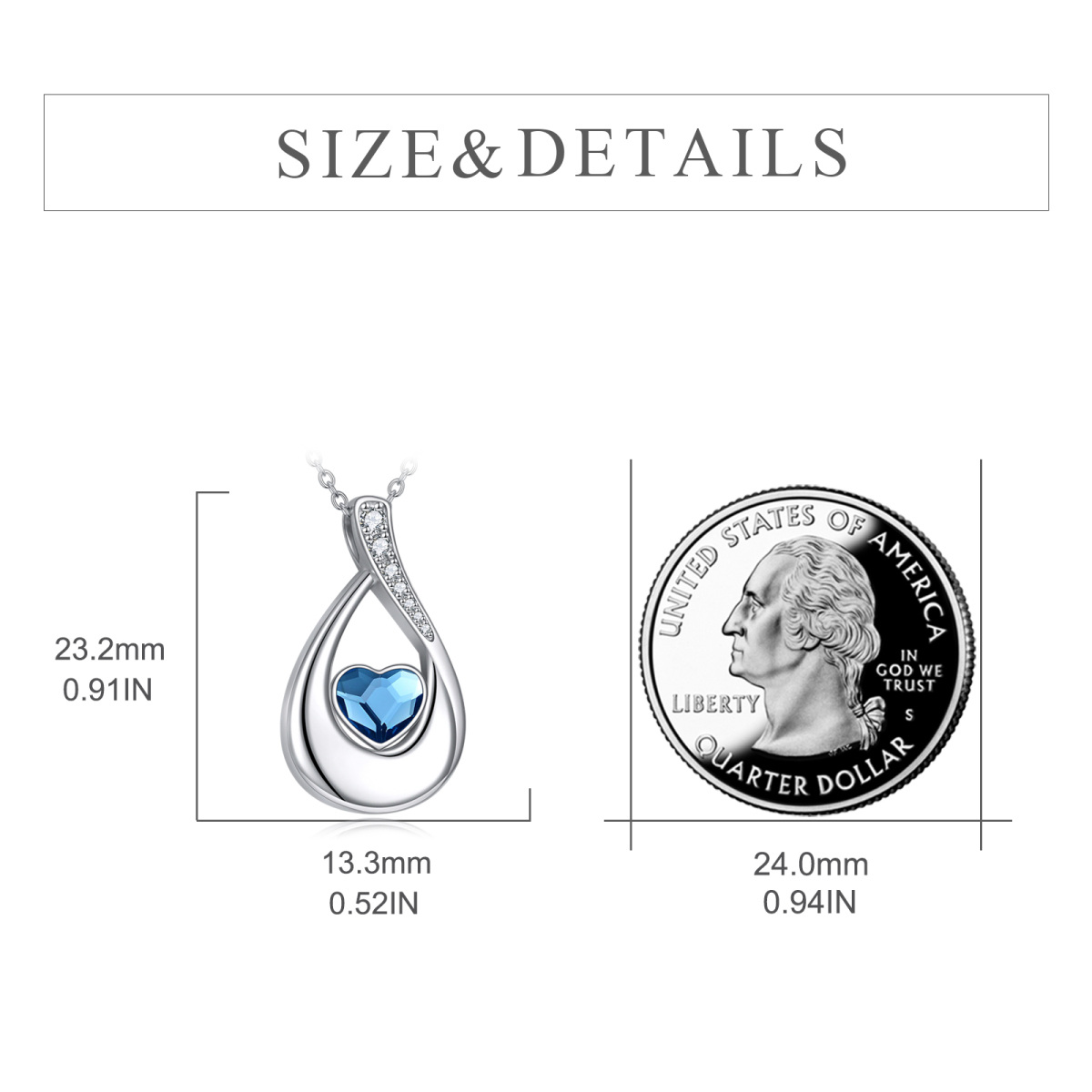 Urnen-Halskette für Asche aus Sterlingsilber, herzförmiger Kristall, Tropfenform, Unendlichkeitssymbol-6