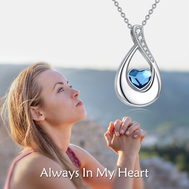 Sterling Silver Heart Shaped Crystal Drop Shape & Infinity Symbol Urn Necklace for Ashes-2