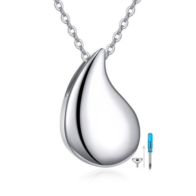 Sterling Silver Tear Drop Shape Urn Necklace for Ashes-0