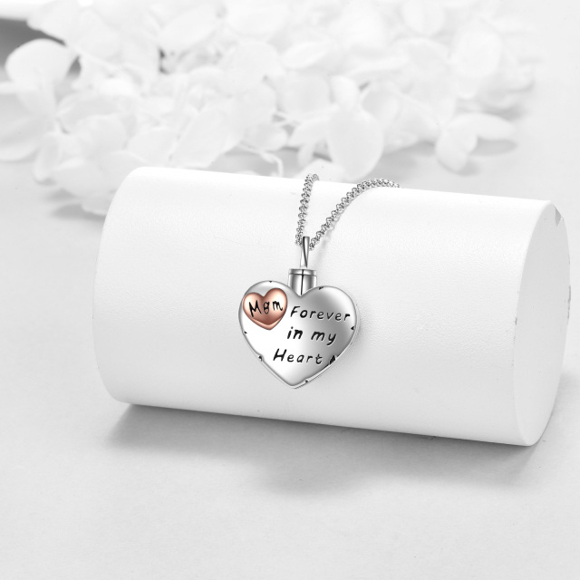 Sterling Silver Two-tone Mother Urn Necklace for Ashes with Engraved Word-2