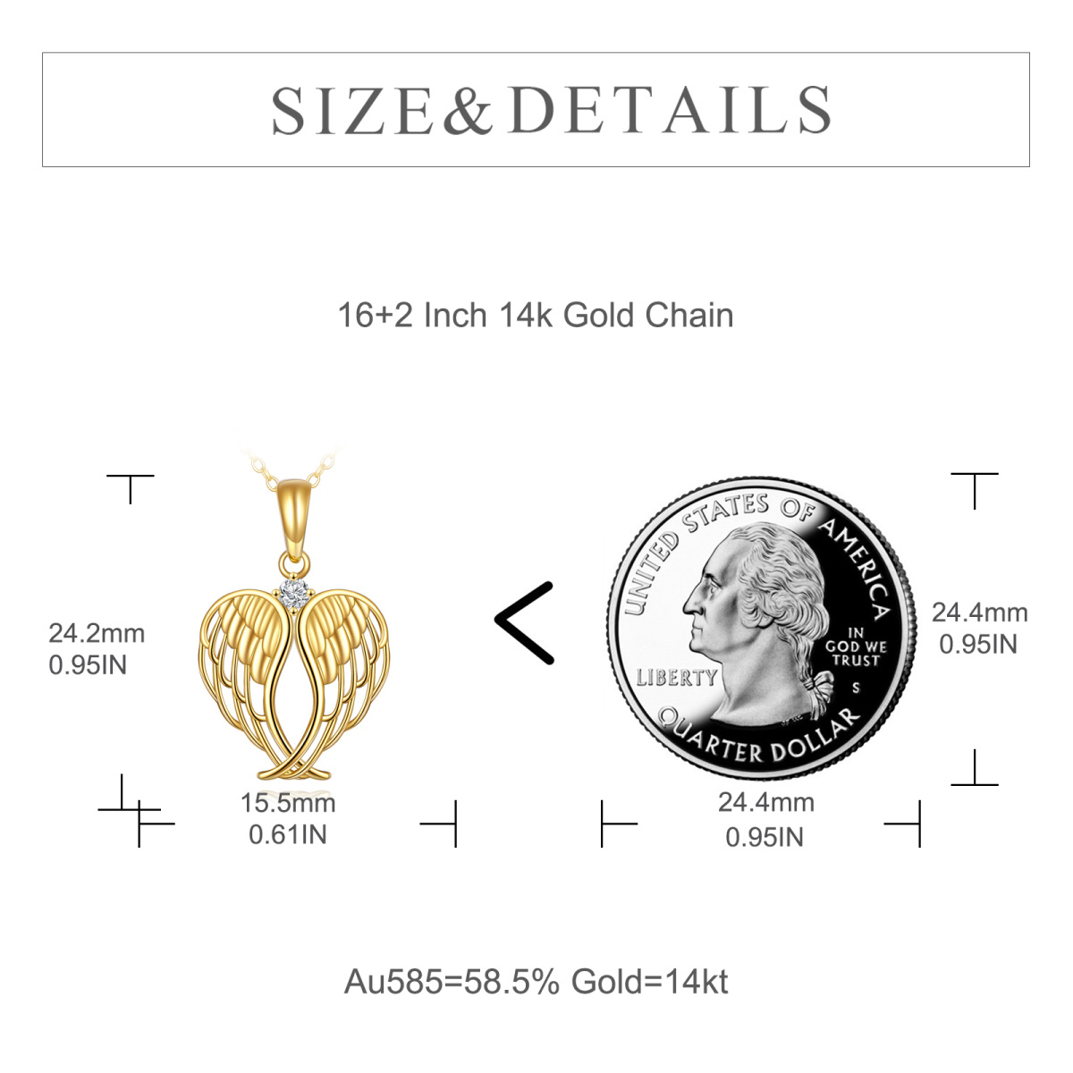 Collier en or 14K avec pendentif en forme de coeur et ailes d'ange en zircon cubique-5