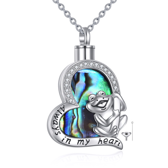 Urn Necklace for Ashes Sterling Silver Abalone Shell Frog Cremation Jewelry for Unisex