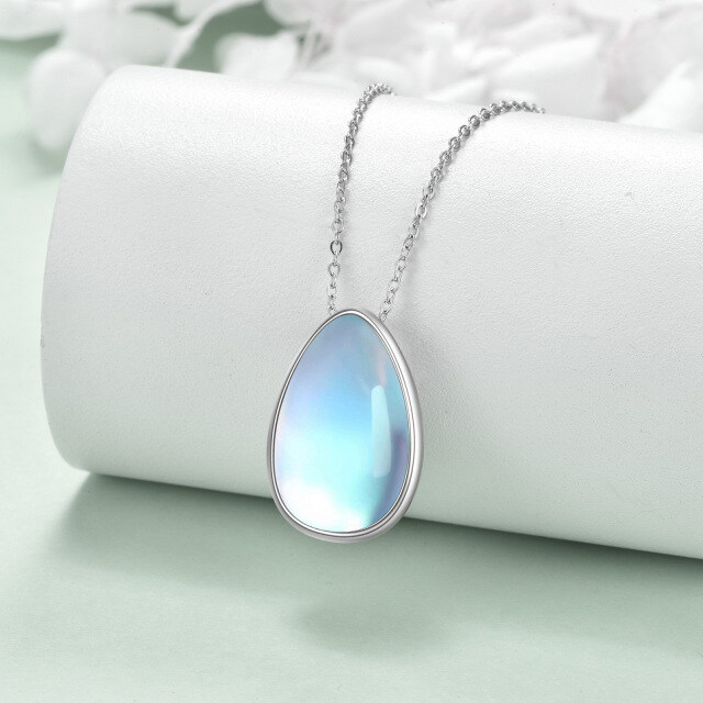 Sterling Silver Lake Blue Moonstone Drop Shape Urn Necklace for Ashes-2