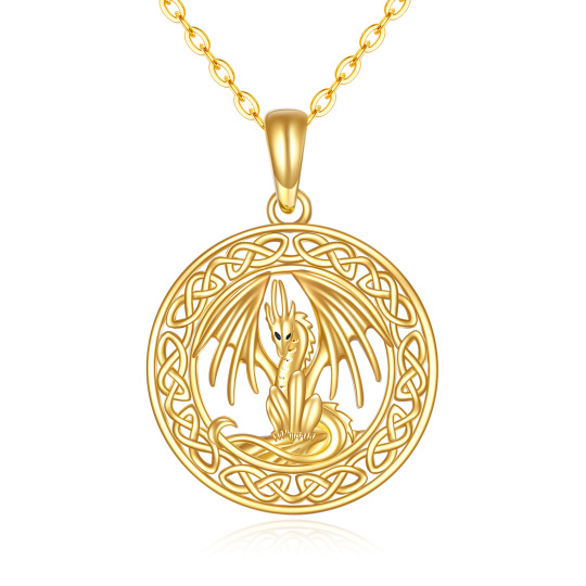 14K Gold Drachen-Halskette, Schmuck, irische keltische Knoten-Halskette für Frauen und Mädchen