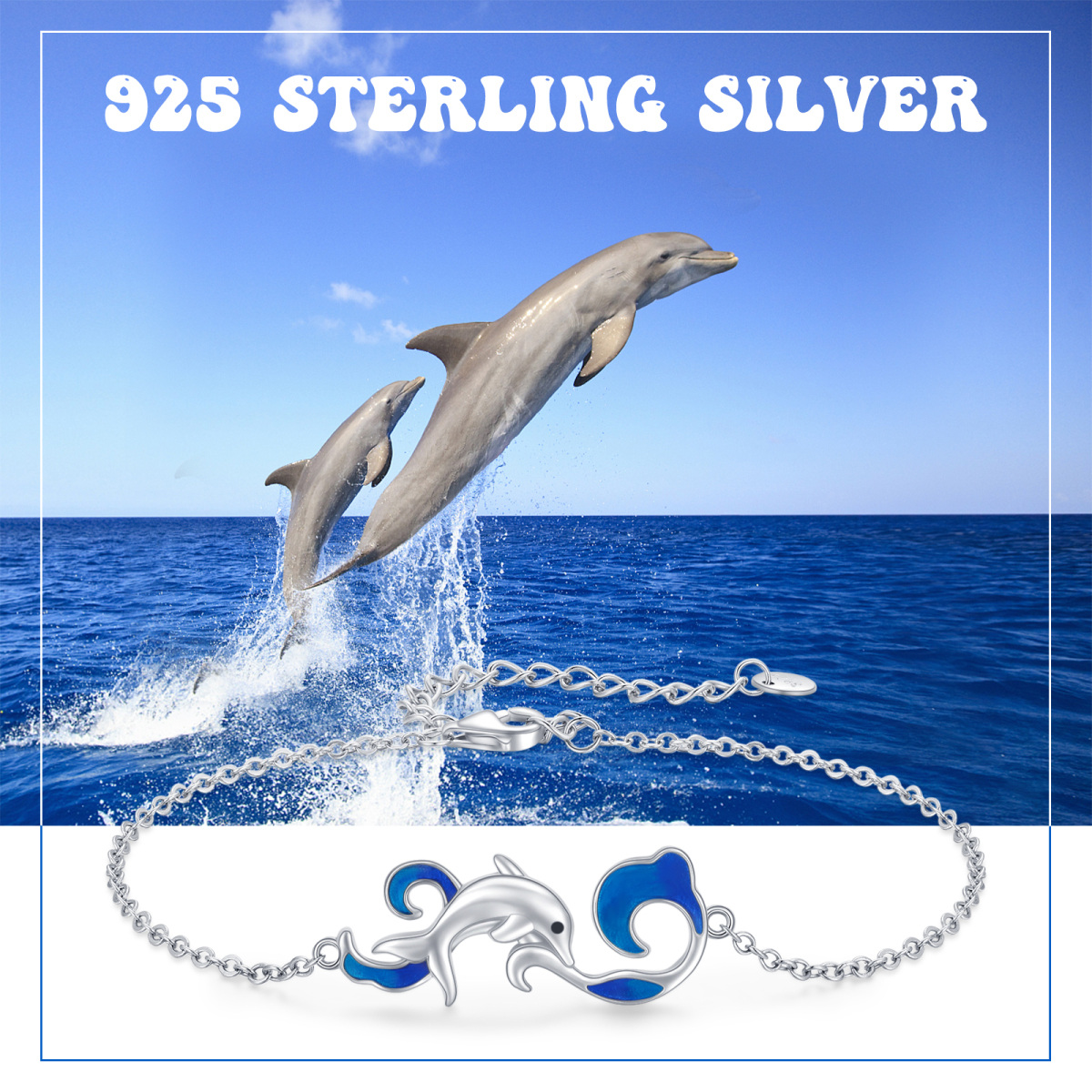 Bracelet en argent sterling avec pendentif dauphin-5