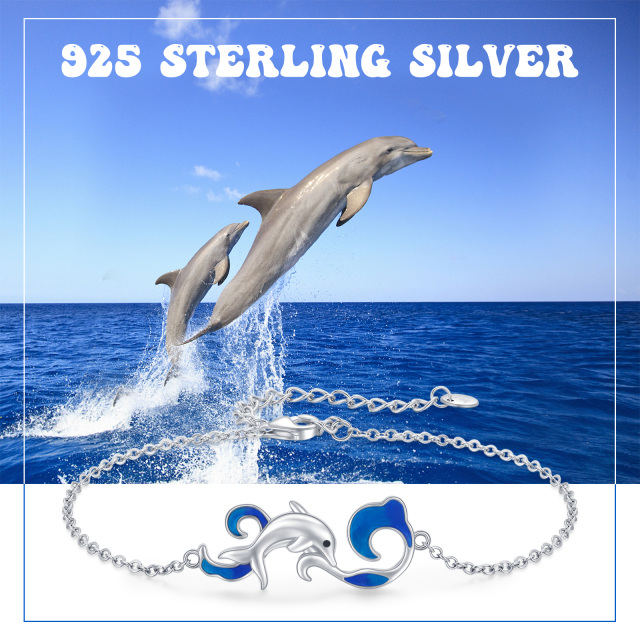 Pulseira com pingente de golfinho em prata de lei-4