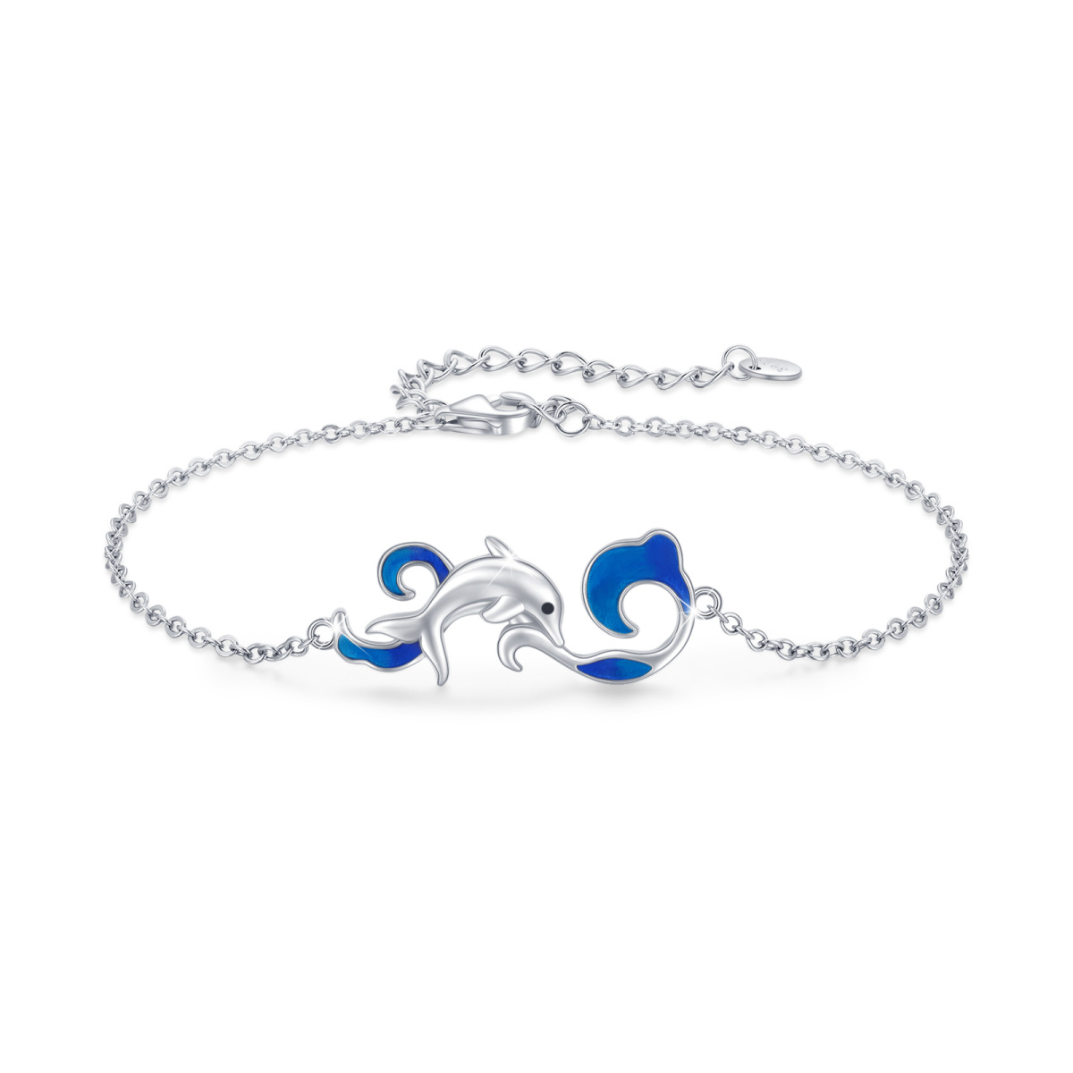 Sterling Silver Dolphin Pendant Bracelet-1