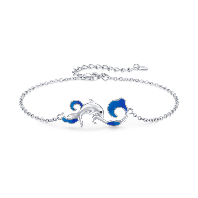 Bracelet en argent sterling avec pendentif dauphin-0