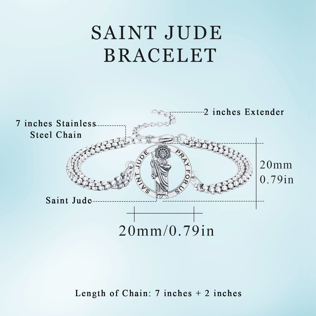 Sterling Silber Saint Jude Anhänger Armband mit eingraviertem Wort-5