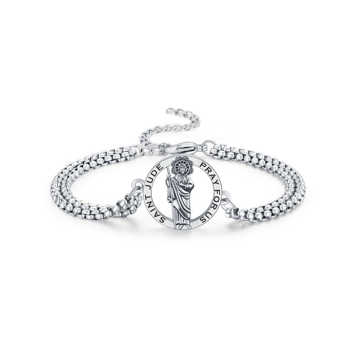 Sterling Silber Saint Jude Anhänger Armband mit eingraviertem Wort-1