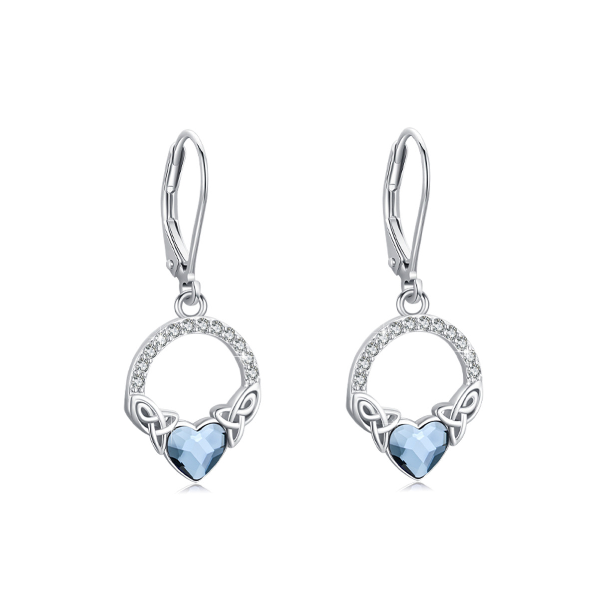 Boucles d'oreilles en argent sterling avec nœud celtique en cristal et zircon cubique-1