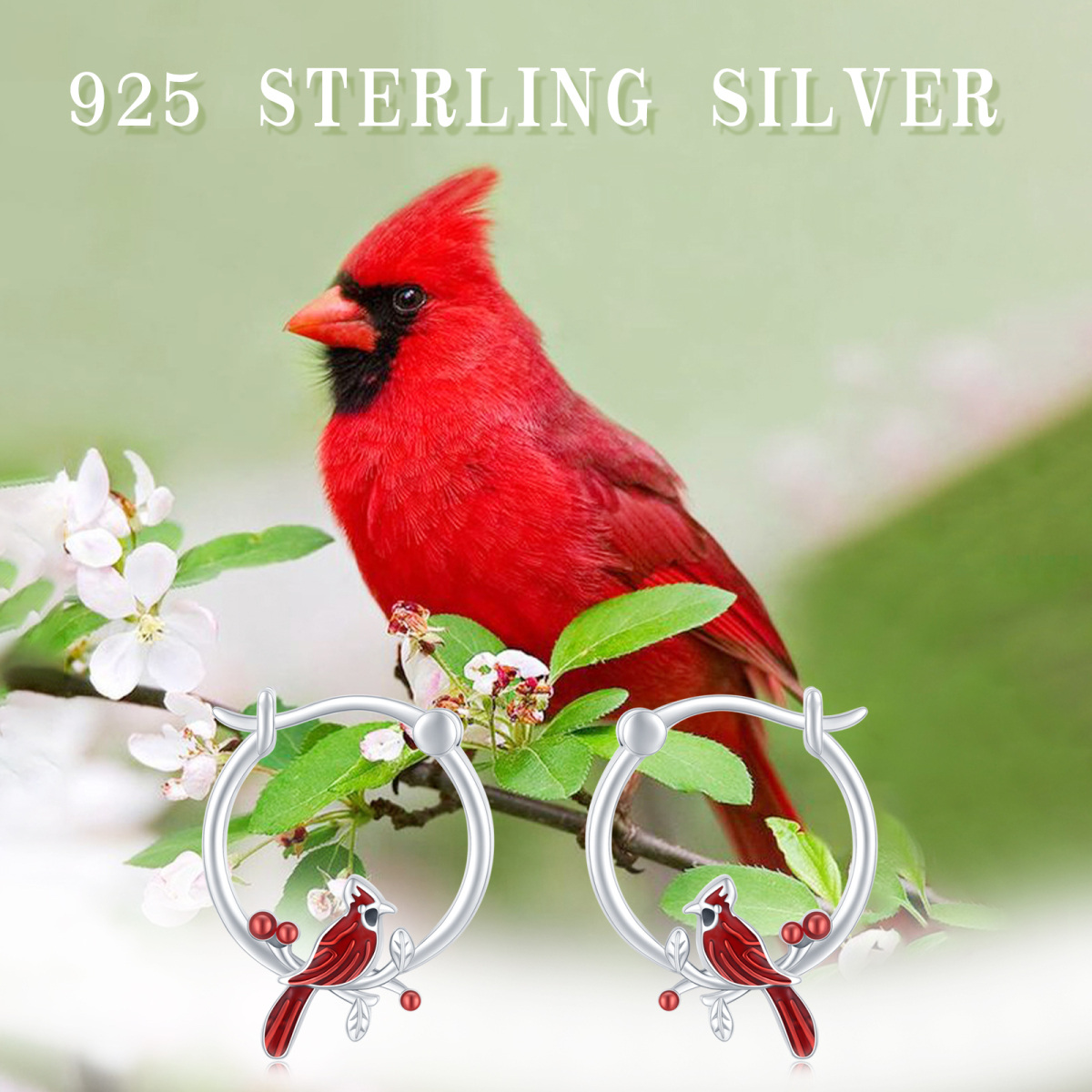 Sterling Silver Hummingbird Hoop Earrings-5
