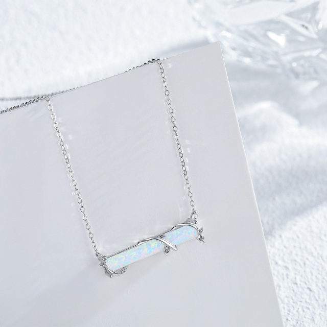 Sterling Silver Opal Ivy Bar Necklace-2