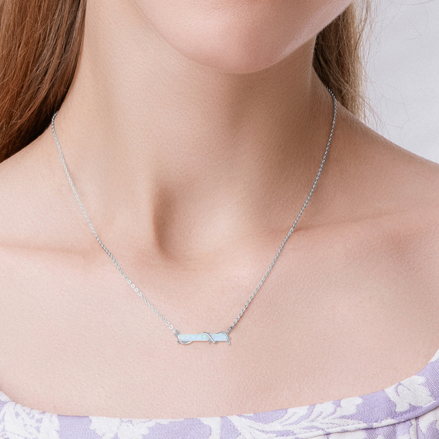 Sterling Silver Opal Ivy Bar Necklace-3