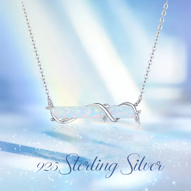 Sterling Silver Opal Ivy Bar Necklace-4