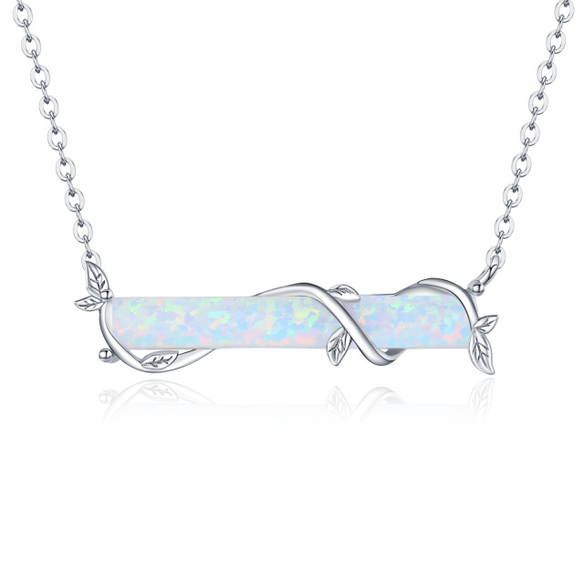 Sterling Silver Opal Ivy Bar Necklace-0