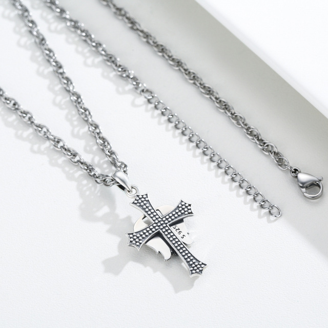 Sterling Silver Archangel Saint Michael Cross Pendant Necklace for Men-4