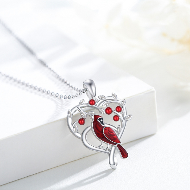 Collier en argent sterling avec pendentif cardinal et cœur-3