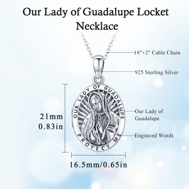 Collana con ciondolo personalizzato in argento sterling con foto e Nostra Signora di Guadalupe, con parola incisa-7